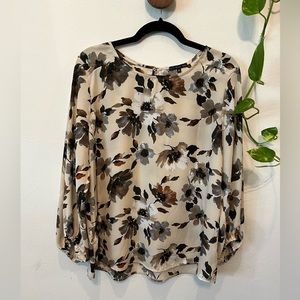 Kei West | Tan Floral Long Sleeve Top | M